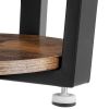 Stylish Iron and Wood End Table with Open Bottom Storage Shelf, Brown and Black
