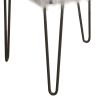 Metal Framed Stool with Faux Fur Upholstered Seat and Hairpin Legs, Gray and Black