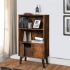 2 Tier Wooden Bookshelf with Storage Cabinet and Angled Legs, Brown
