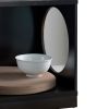 Wooden Pet End Table with Flat Base and Cutout Design on Sides, Black