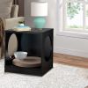 Wooden Pet End Table with Flat Base and Cutout Design on Sides, Black