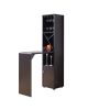 Wooden Wine Cabinet with Spacious Storage and Bar Table, Red Cocoa Brown