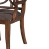 Wooden Arm Chair with Fabric Padded Seat and Lattice Design Backrest, Brown, Set of Two