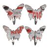 Butterfly Wall Decor with 4 Metal Hooks, Set of 4,Multicolor