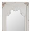 Wooden Rectangle Wall Mirror with Chipped Edges and Hook, White