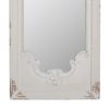 Wooden Rectangle Wall Mirror with Chipped Edges and Hook, White