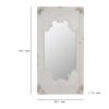 Wooden Rectangle Wall Mirror with Chipped Edges and Hook, White