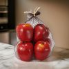 Decorative 6 Piece Artificial Apple in Plastic Net Bag, Red