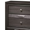 Wooden Nightstand with 2 Drawers and 1 Jewelry Drawer, Gray and Silver