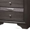 Wooden Nightstand with 2 Drawers and 1 Jewelry Drawer, Gray and Silver