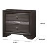 Wooden Nightstand with 2 Drawers and 1 Jewelry Drawer, Gray and Silver