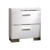 Wood and Metal Nightstand with 2 Drawers,  White and Silver