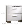 Wood and Metal Nightstand with 2 Drawers,  White and Silver