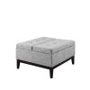Fabric Upholstered Tufted Square Storage Coffee Table, Black and Gray