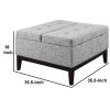 Fabric Upholstered Tufted Square Storage Coffee Table, Black and Gray