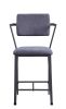 Fabric Upholstered Metal Counter Height Chair, Set of 2,Gray and Black