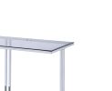 Glass Top Metal Sofa Table with Marble Bottom shelf, Silver and Clear