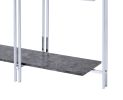 Glass Top Metal Sofa Table with Marble Bottom shelf, Silver and Clear