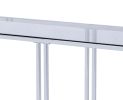 Glass Top Metal Sofa Table with Marble Bottom shelf, Silver and Clear