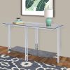 Glass Top Metal Sofa Table with Marble Bottom shelf, Silver and Clear