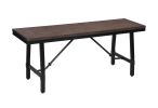 Industrial Wood and Metal Bench with Tube Leg Support, Brown and Black
