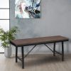Industrial Wood and Metal Bench with Tube Leg Support, Brown and Black