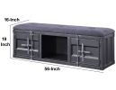 Industrial Style Metal and Fabric Bench with Open Storage, Gray