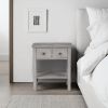 Transitional Nightstand with Two Drawers and Bottom Shelf, Gray