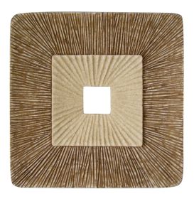 Square Sandstone Wall Decor with Ribbed Details, Set of 2, Medium, Brown and Beige