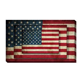 Contemporary Canvas American Flag Wall Art Print Decor, Set of 2, Multicolor