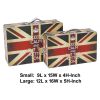 Suitcase with Union Jack Print Canvas Upholstery, Multicolor, Set of 2