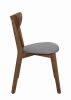 Wooden Plectrum Shape Padded Seat Dining Chair, Set of 2, Brown and Gray