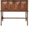 2 Drawer Nightstand with Honeycomb Design and Metal Legs, Brown