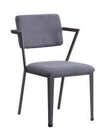 Metal Chair with Fabric Upholstered Seat and Back, Gray