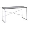 Sled Base Rectangular Table with X shape Back and Wood Top,Gray and Silver