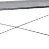 Sled Base Rectangular Table with X shape Back and Wood Top,Gray and Silver