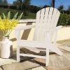 Contemporary Plastic Adirondack Chair with Slatted Back, White