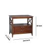Wooden TV Stand with 2 Drawers and 1 Open Shelf, Dark Brown