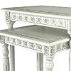 Elegantly Engraved Wooden Frame Nesting Table, Set of 2, Antique White