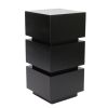 Wooden Pedestal Stand in Stacked Cube Design, Antique Black