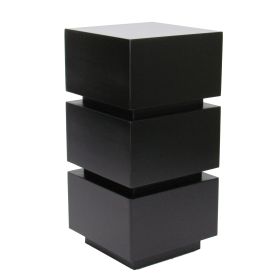 Wooden Pedestal Stand in Stacked Cube Design, Antique Black