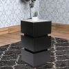 Wooden Pedestal Stand in Stacked Cube Design, Antique Black