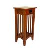 Wooden Pedestal Stand with 1 Drawer and Open Bottom Shelf, Oak Brown