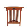 Mission Style Wooden Corner Table with 1 Drawer and Bottom Shelf, Brown