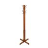 Wooden Coat Stand with X Frame Base and Metal Hooks, Oak Brown