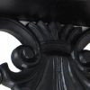 Hand Carved Wooden Wall Shelf with Floral Design Display, Black
