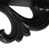 Hand Carved Wooden Wall Shelf with Floral Design Display, Black