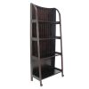 4 Tier Foldable Shelf Display Stand with Plank Style Back, Brown