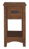 1 Drawer Chair Side End Table with Open Bottom Shelf, Brown