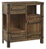 2 Drawer and 1 Door Accent Cabinet with 2 Open Compartments, Brown